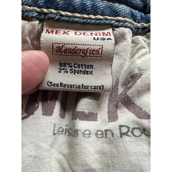 Vintage Y2K Mek Denim cut-off denim long shorts sz 31 stitching distressed - Picture 8 of 12